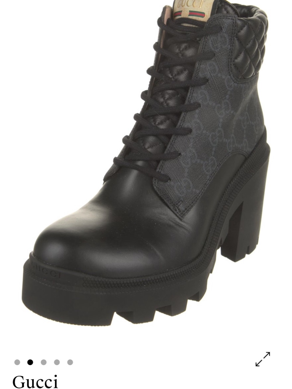 GUCCI GG Supreme Leather Combat Platform Boots - Picture 5 of 8